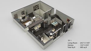 Block 17 Apartments TF 1 3D Floor Plan